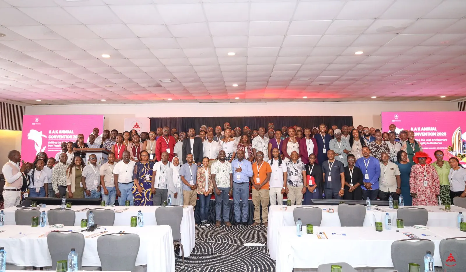 Delegates in a group photo in the main hall at the AAK Annual Convention 2026