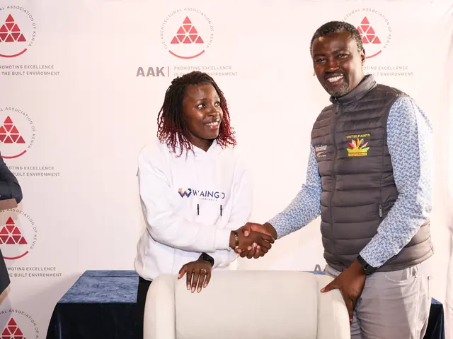 A winner congratulated at the prize-giving