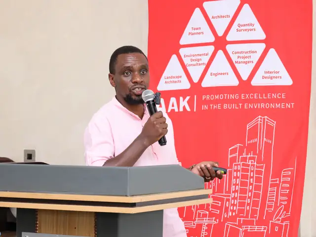 A speaker presents from the podium