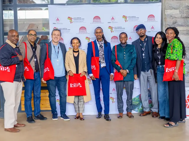 Speakers and guests at the Nairobi Biennale 2026 photo wall